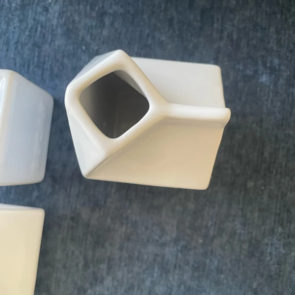 Pier 1 ceramic sugar and creamer milk carton set white